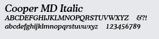 Cooper Italic font selected.