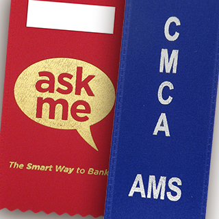 Gold and silver imprints on ribbons.