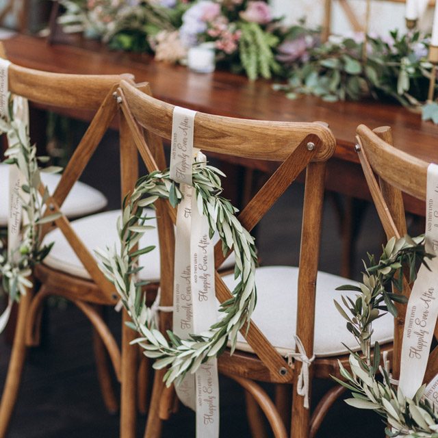 Add personalized ribbon for a special table setting.