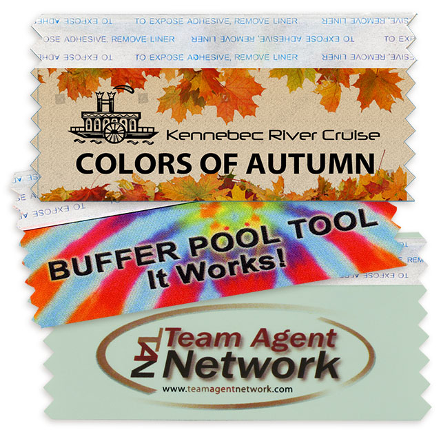 Badge ribbons with full color printing.