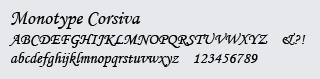 Monotype-Corsiva font selected.