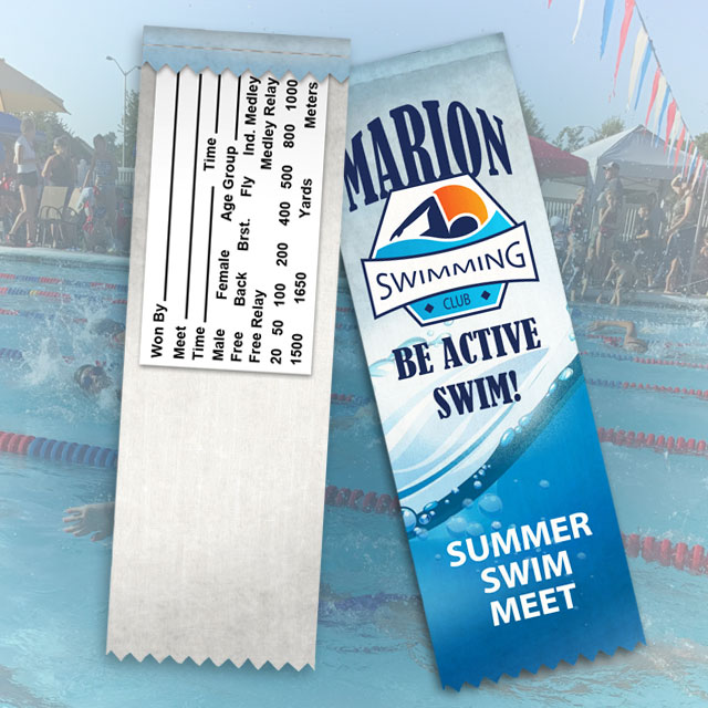 Swimming competition hemmed ribbon