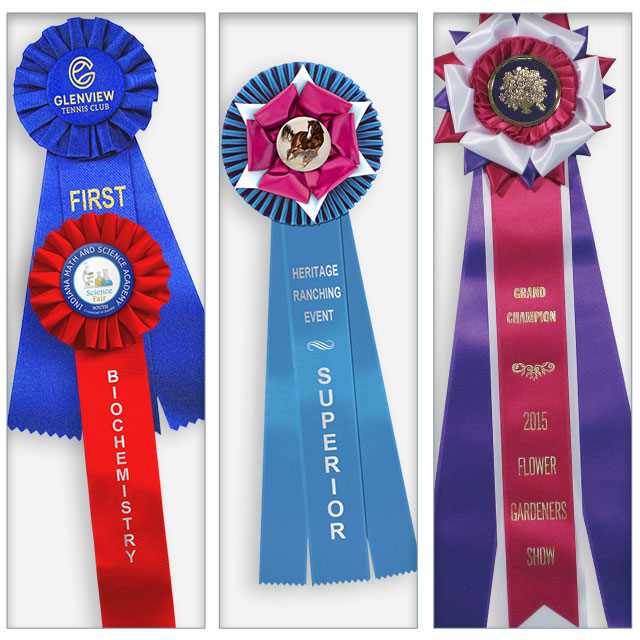 Rosette ribbons for recognizing acheivements.