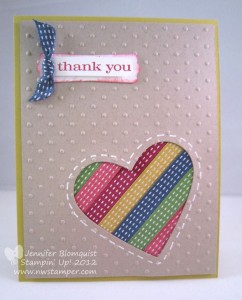 custom made thank you card using ribbon accents