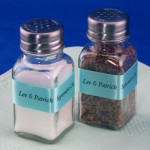 salt and pepper shaker accents personalized wedding ribbon rolls