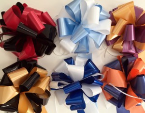 school spirit bows with personalized ribbons using satin acetate ribbon rolls