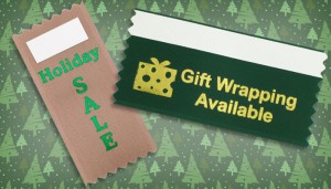 business ribbons can include custom badge ribbons for corporate holiday sales and promotions