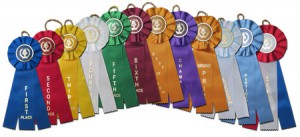 victory torch triple streamer stock rosette ribbons