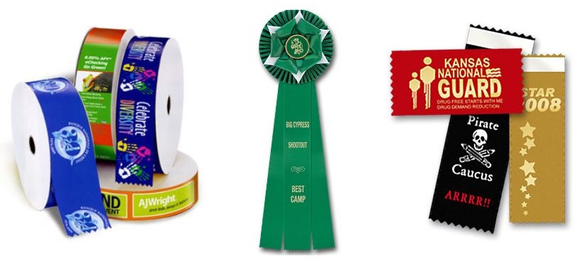 using custom text and corporate logos on custom ribbons for presentation and branding