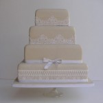 ribbons and lace on wedding cakes also use for baby showers and other events