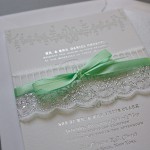 ribbon rolls and lace for party or shower invitations