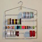 ribbon storage using a pant or skirt hanger