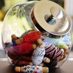 ribbon storage using canisters or jars