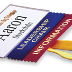 add any text badge ribbon to your next business conference name badge