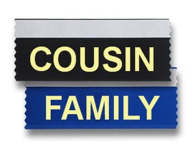 badge ribbons to help others at your family reunion know how they are connected