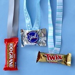 candy medals using personalized ribbon rolls for lanyards