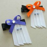 using ribbon rolls to be festive this halloween with hair bows and clips