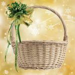 Holiday Gift Bows - Personalized Ribbons tie personalized ribbons to a gift basket for corporate gifting