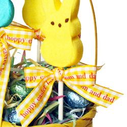 use holiday easter ribbons to decorate candy and baked goods