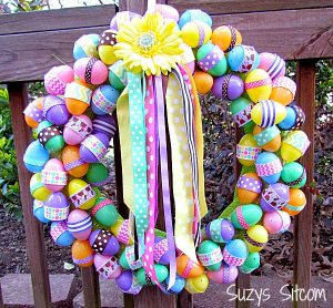 Use holiday Easter ribbons to create your own decorative wreath.