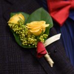 satin face ribbon used for a corsage at a wedding