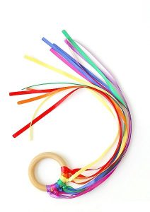 use homemade toys made with ribbons to keep kids active during the summer