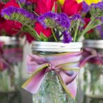 use fun and festive custom ribbons and flowers to add value and reuse old canning jars