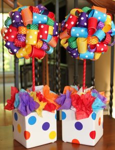 birthday personalized ribbon topiaries for bright fun decorations