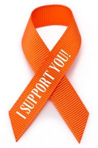 orange ribbon in grosgrain for awareness of firefighters, volunteers and their families