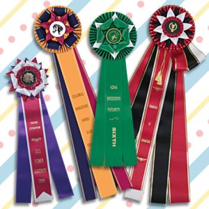 six inch streamers on rosette ribbons