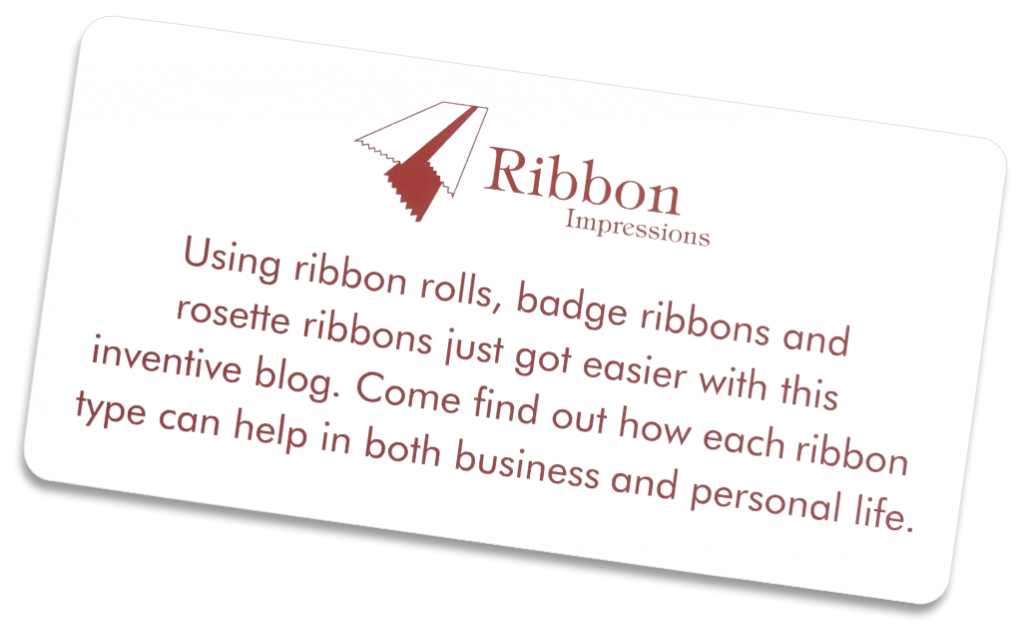 Plastic, engraved sign describing Coller Industries Incorporated's personalized ribbons blog Ribbon Impressions