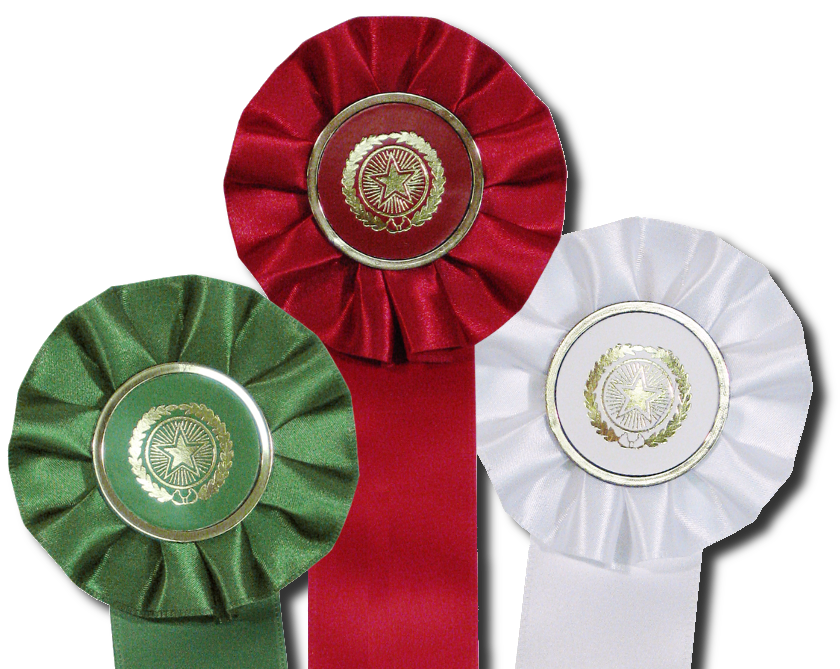 red, green and white stock star rosette ribbons are perfect for holiday decorating