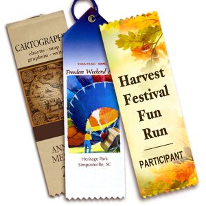 Custom top ribbons printed with messages for different events for Autumn festivals.