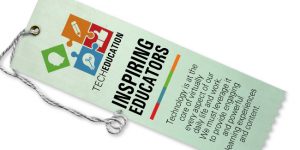 Square Top Ribbon with an employee engagement message of inspiring educators.