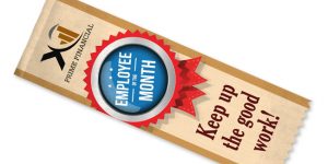 Employee of the month Hemmed Top Full Color custom ribbon.