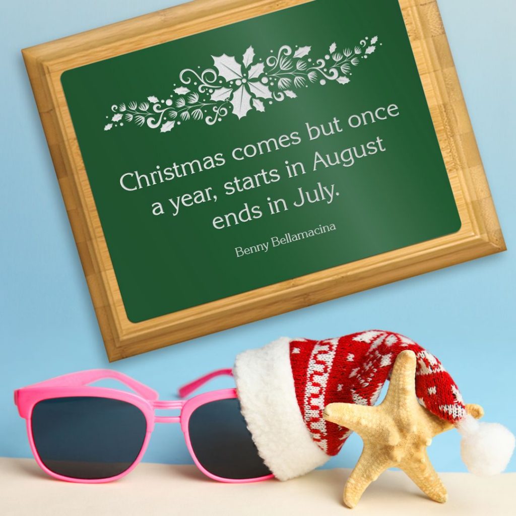 Personalized custom plaque with a holiday message.