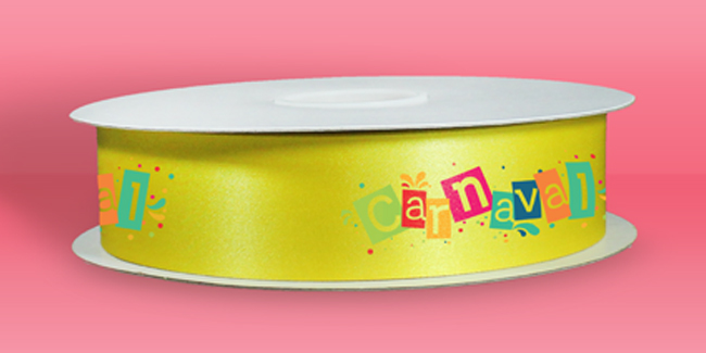 Yellow logo ribbon roll custom top ribbons badge ribbons