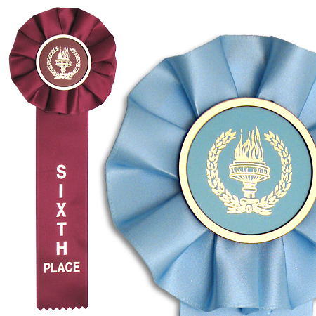 Single streamer victory rosette ribbons are available in a variety of titles